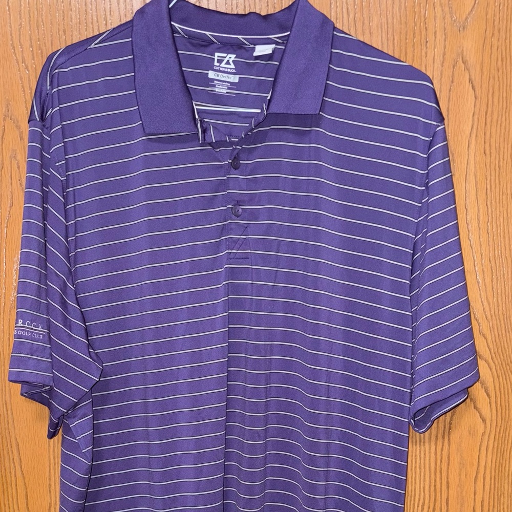 Cutter & Buck Purple Polo Shirt Classic Stripes